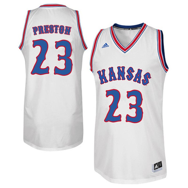 Men #23 Billy Preston Kansas Jayhawks Retro Throwback College Basketball Jerseys Sale-White